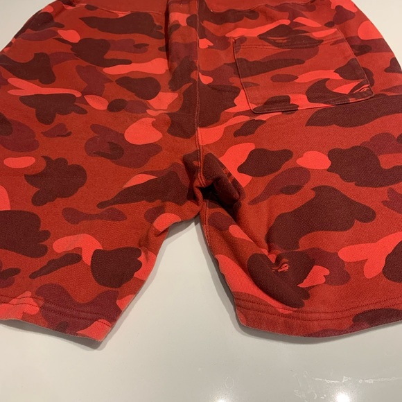 BAPE size medium red sweatshirt material shorts - Picture 2 of 4